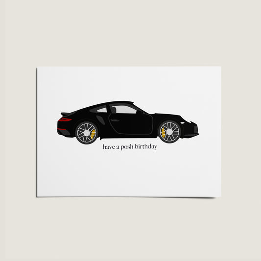 Posh Happy Birthday Car Porsche Card