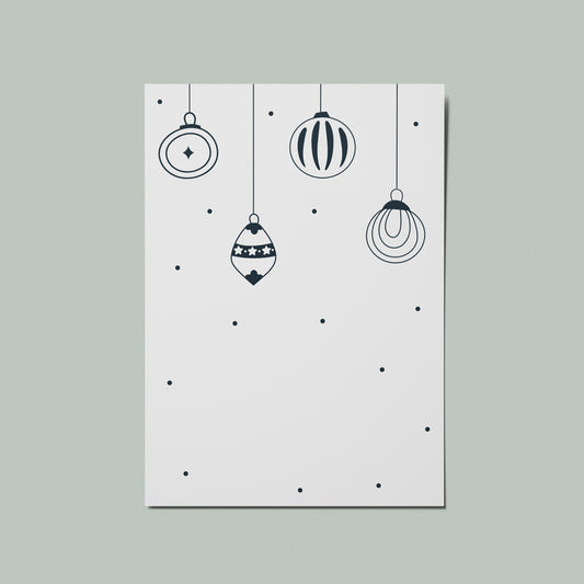 Christmas Baubles Minimal Illustrated Christmas Card