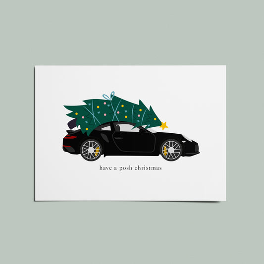 Have a Posh Christmas Porsche Illustrated Christmas Card