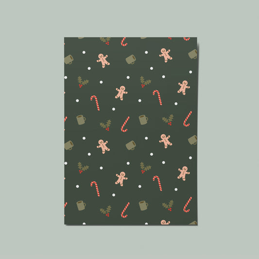 Christmas Icon Pattern Dark and Minimal Illustrated Christmas Card