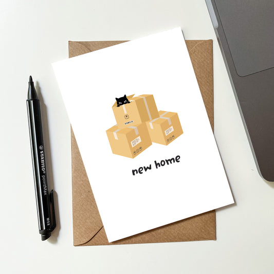 New Home Cat Boxes Illustrated Card